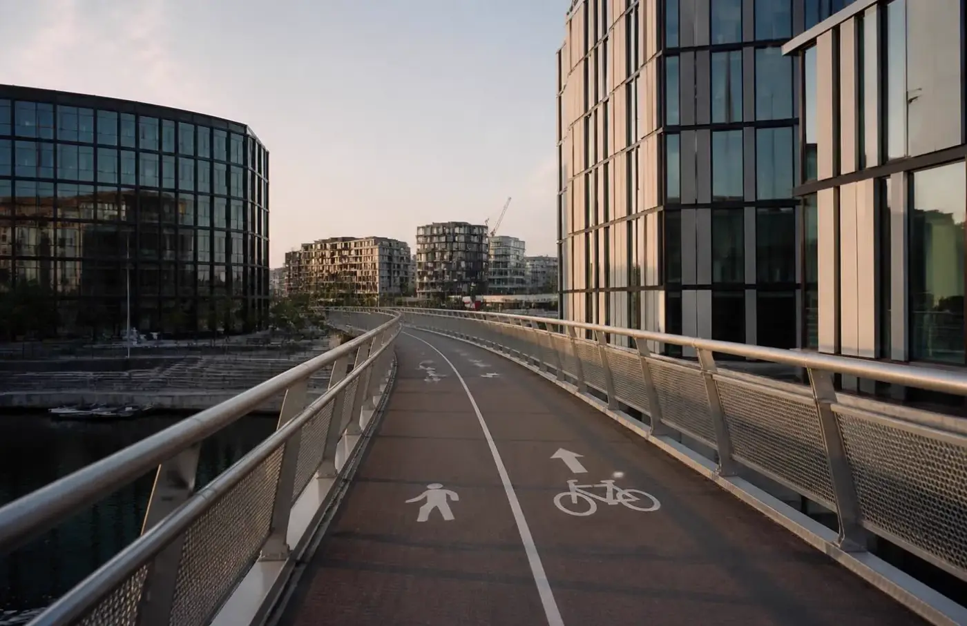 Gång- och cykelbana på stadsbro – se distans och höjdmeter i Pathly